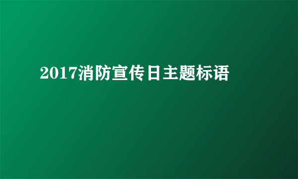 2017消防宣传日主题标语