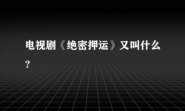 电视剧《绝密押运》又叫什么？