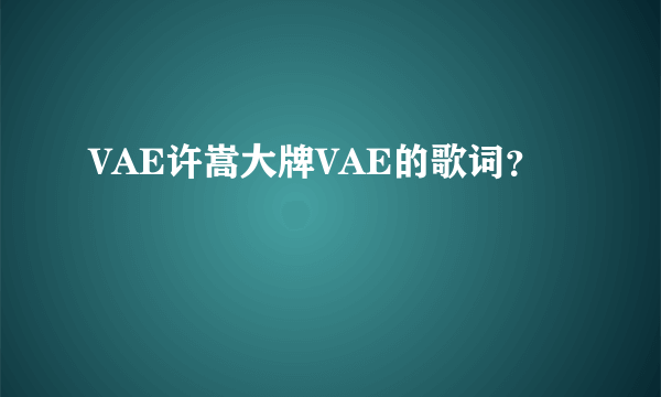 VAE许嵩大牌VAE的歌词？