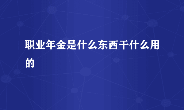 职业年金是什么东西干什么用的