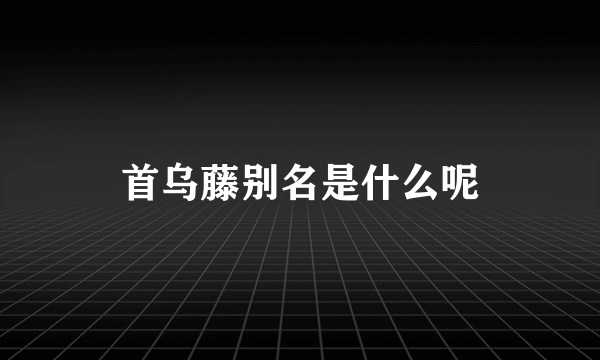 首乌藤别名是什么呢