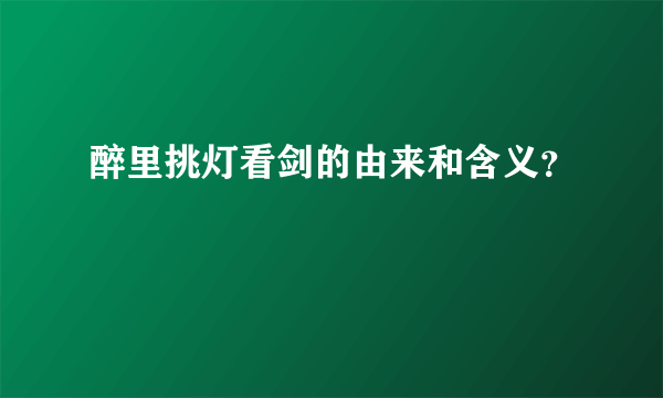 醉里挑灯看剑的由来和含义？