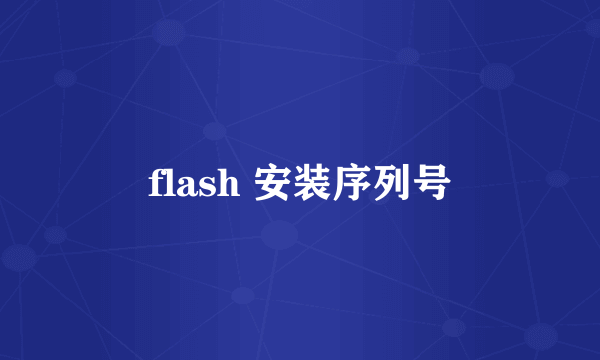 flash 安装序列号