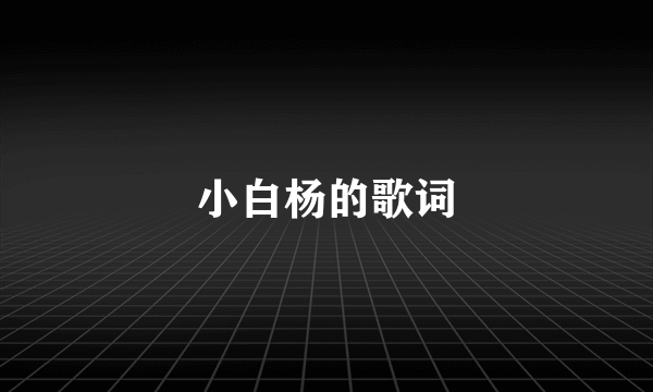 小白杨的歌词