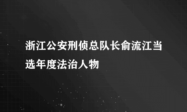 浙江公安刑侦总队长俞流江当选年度法治人物