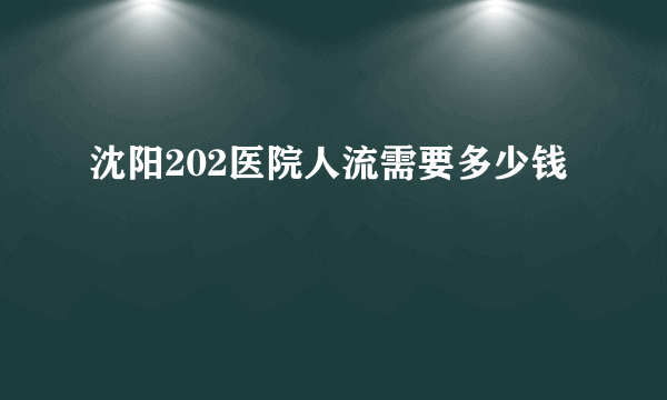 沈阳202医院人流需要多少钱