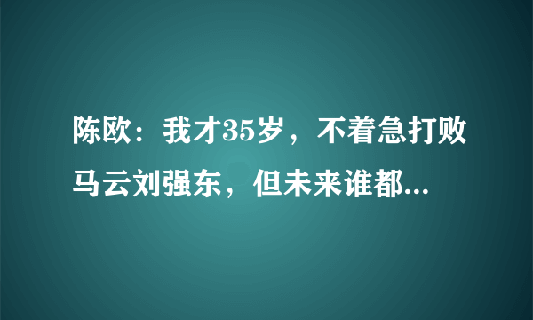 陈欧：我才35岁，不着急打败马云刘强东，但未来谁都说不定。你怎么看？