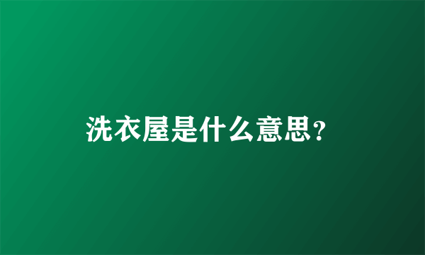 洗衣屋是什么意思？