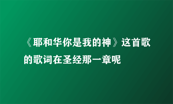 《耶和华你是我的神》这首歌的歌词在圣经那一章呢