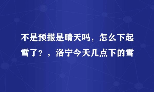 不是预报是晴天吗，怎么下起雪了？，洛宁今天几点下的雪