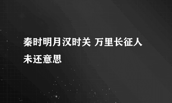 秦时明月汉时关 万里长征人未还意思