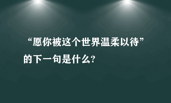 “愿你被这个世界温柔以待”的下一句是什么?