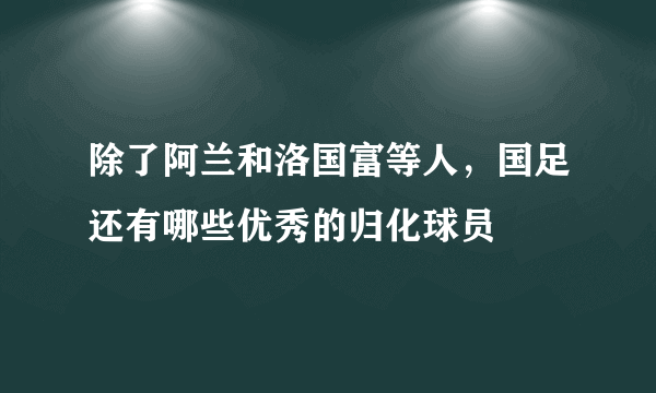 除了阿兰和洛国富等人，国足还有哪些优秀的归化球员