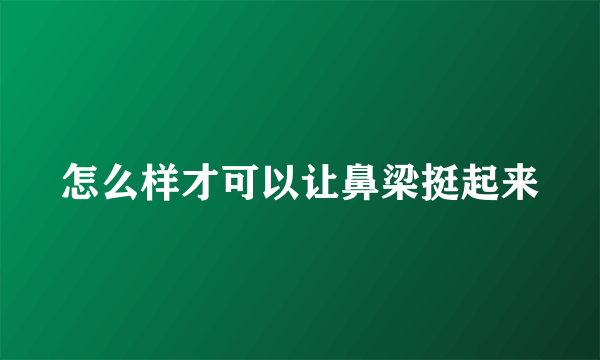 怎么样才可以让鼻梁挺起来