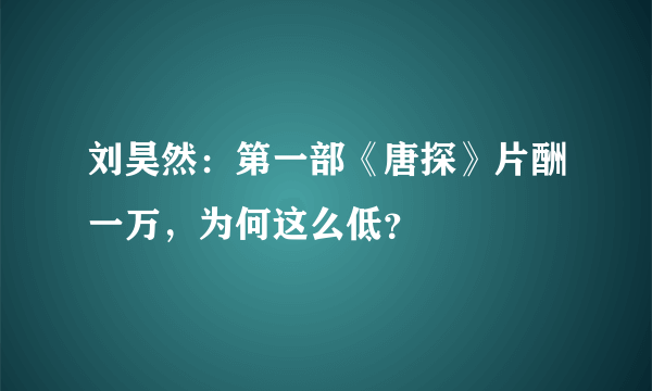 刘昊然：第一部《唐探》片酬一万，为何这么低？