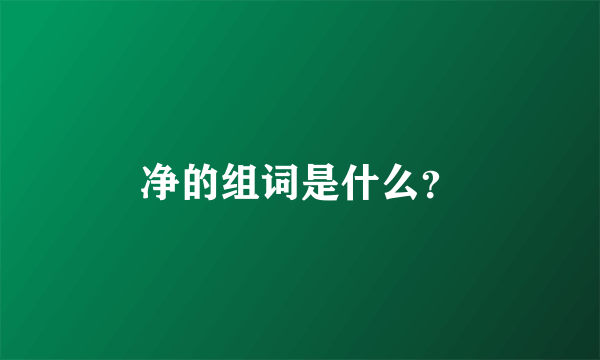 净的组词是什么？