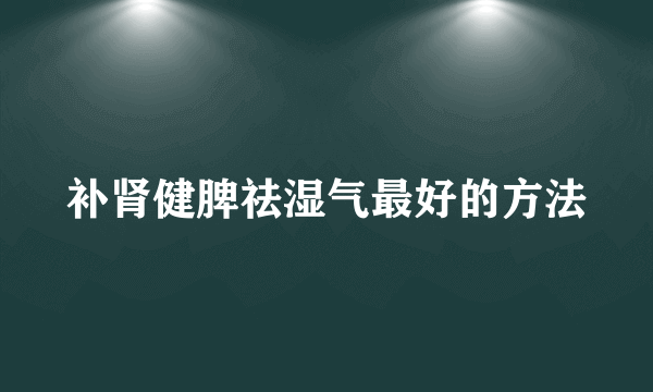 补肾健脾祛湿气最好的方法