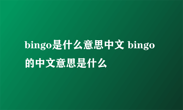 bingo是什么意思中文 bingo的中文意思是什么