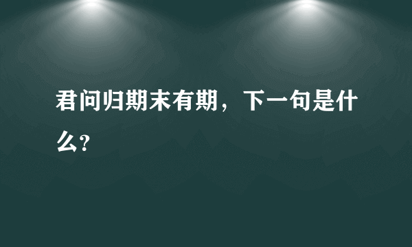 君问归期末有期，下一句是什么？