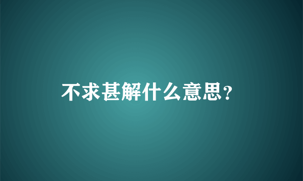 不求甚解什么意思？