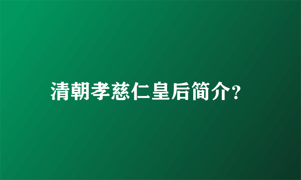 清朝孝慈仁皇后简介？