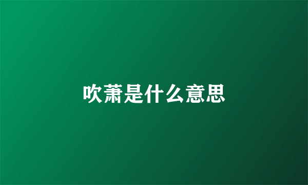 吹萧是什么意思