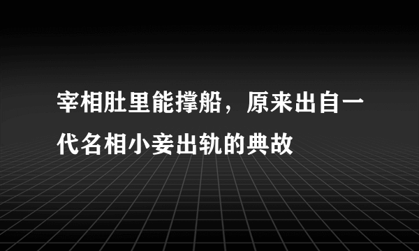 宰相肚里能撑船，原来出自一代名相小妾出轨的典故