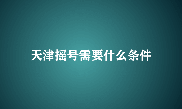 天津摇号需要什么条件