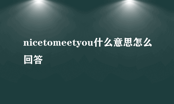 nicetomeetyou什么意思怎么回答