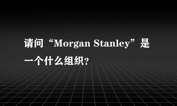 请问“Morgan Stanley”是一个什么组织？