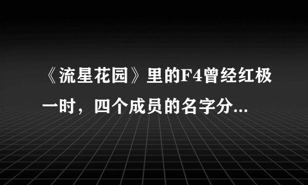 《流星花园》里的F4曾经红极一时，四个成员的名字分别叫什么？