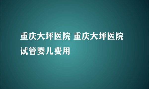 重庆大坪医院 重庆大坪医院试管婴儿费用