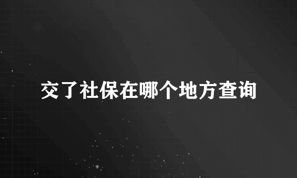 交了社保在哪个地方查询