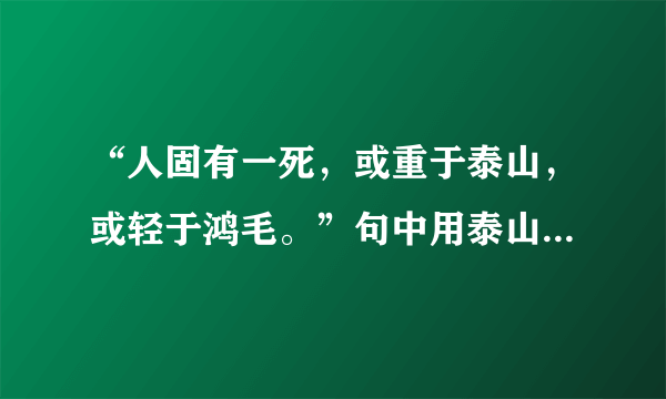 “人固有一死，或重于泰山，或轻于鸿毛。”句中用泰山比喻什么？