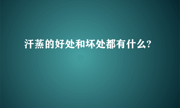 汗蒸的好处和坏处都有什么?