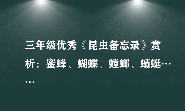 三年级优秀《昆虫备忘录》赏析：蜜蜂、蝴蝶、螳螂、蜻蜓……