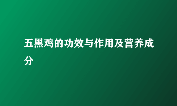 五黑鸡的功效与作用及营养成分