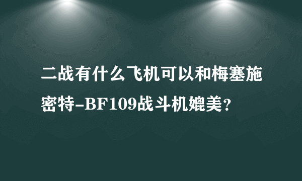 二战有什么飞机可以和梅塞施密特-BF109战斗机媲美？