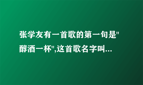 张学友有一首歌的第一句是