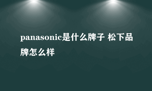 panasonic是什么牌子 松下品牌怎么样