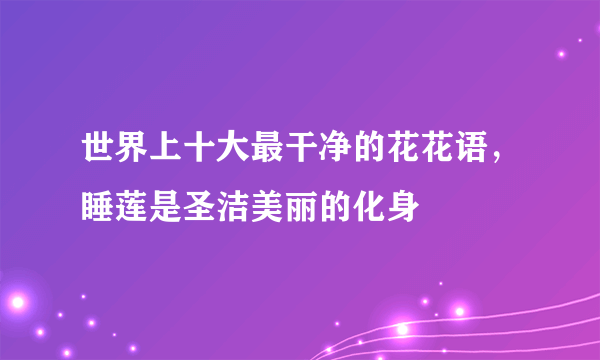 世界上十大最干净的花花语，睡莲是圣洁美丽的化身