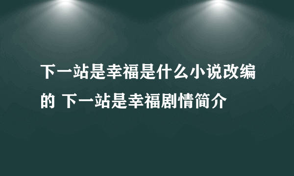 下一站是幸福是什么小说改编的 下一站是幸福剧情简介