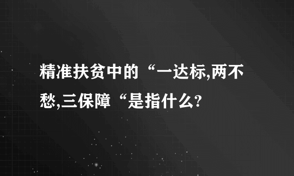 精准扶贫中的“一达标,两不愁,三保障“是指什么?