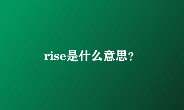 rise是什么意思？