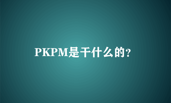 PKPM是干什么的？