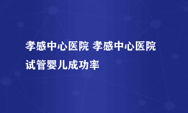 孝感中心医院 孝感中心医院 试管婴儿成功率