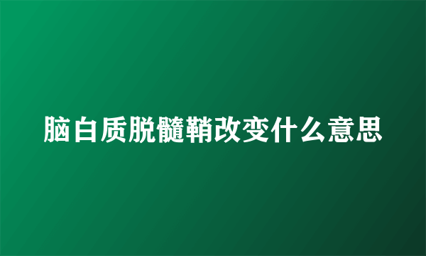 脑白质脱髓鞘改变什么意思