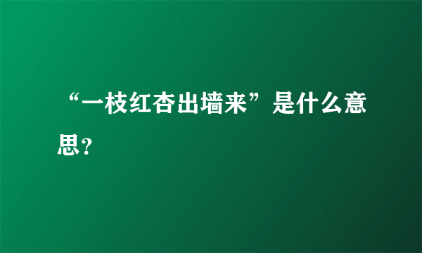 “一枝红杏出墙来”是什么意思？