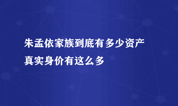 朱孟依家族到底有多少资产 真实身价有这么多