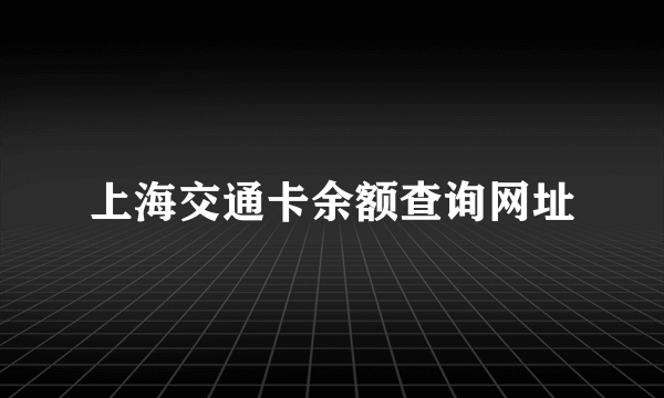 上海交通卡余额查询网址